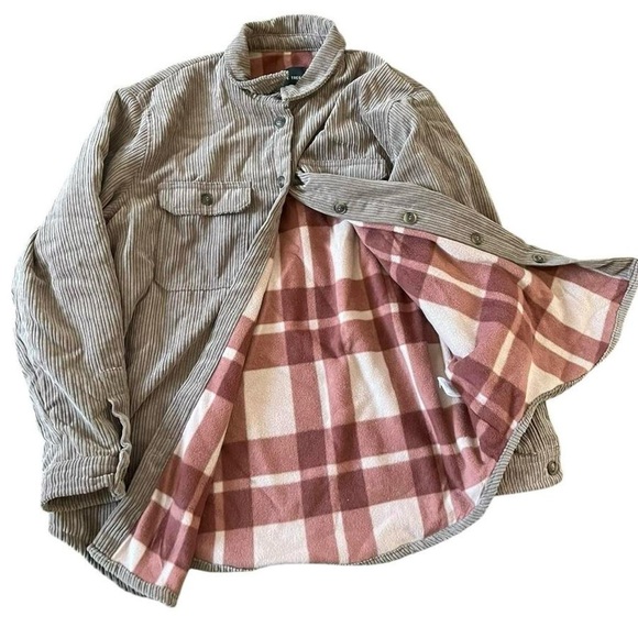 Love Tree Jackets & Blazers - Purple/Lilac corduroy button-up jacket with pink plaid lining #indie #bo…